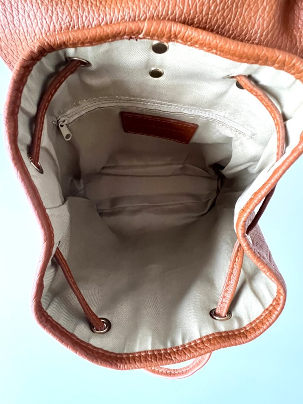 Italian Backpack Style or Crossbody Bag, Brown Leather with Top Handle - Picture 13 of 16